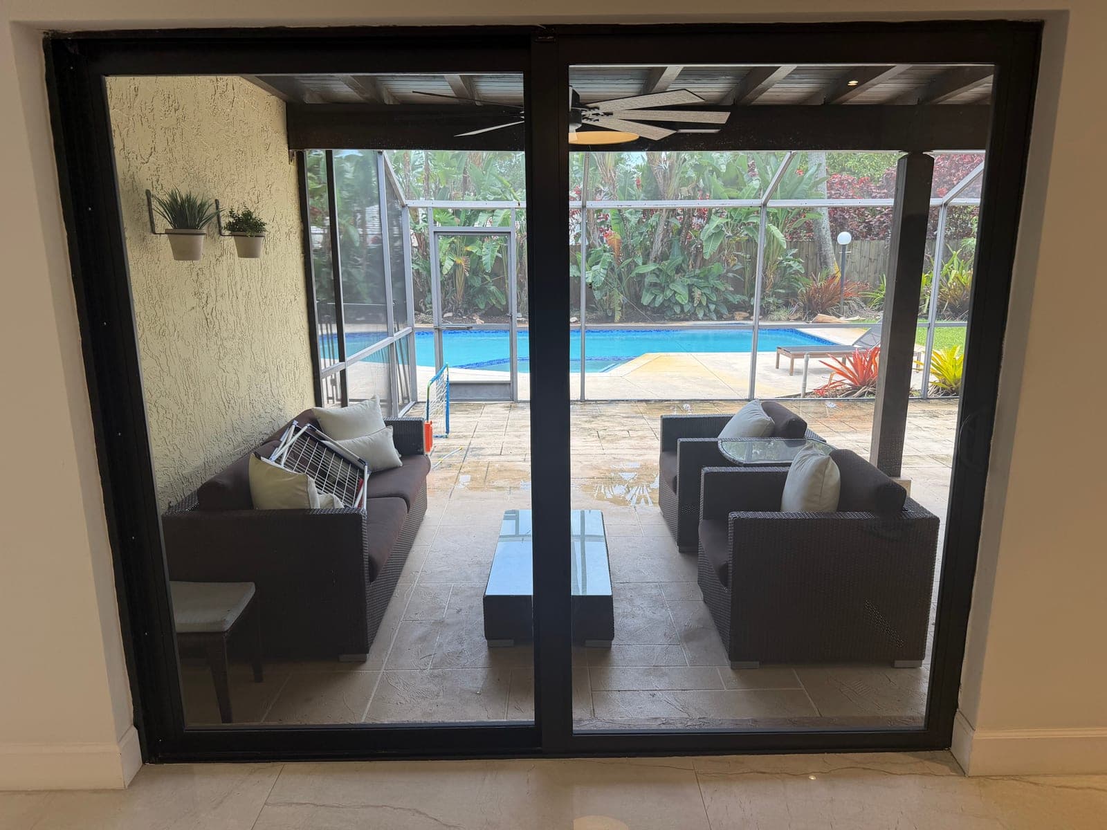 Hurricane Impact Sliding Glass Door - Black Aluminum