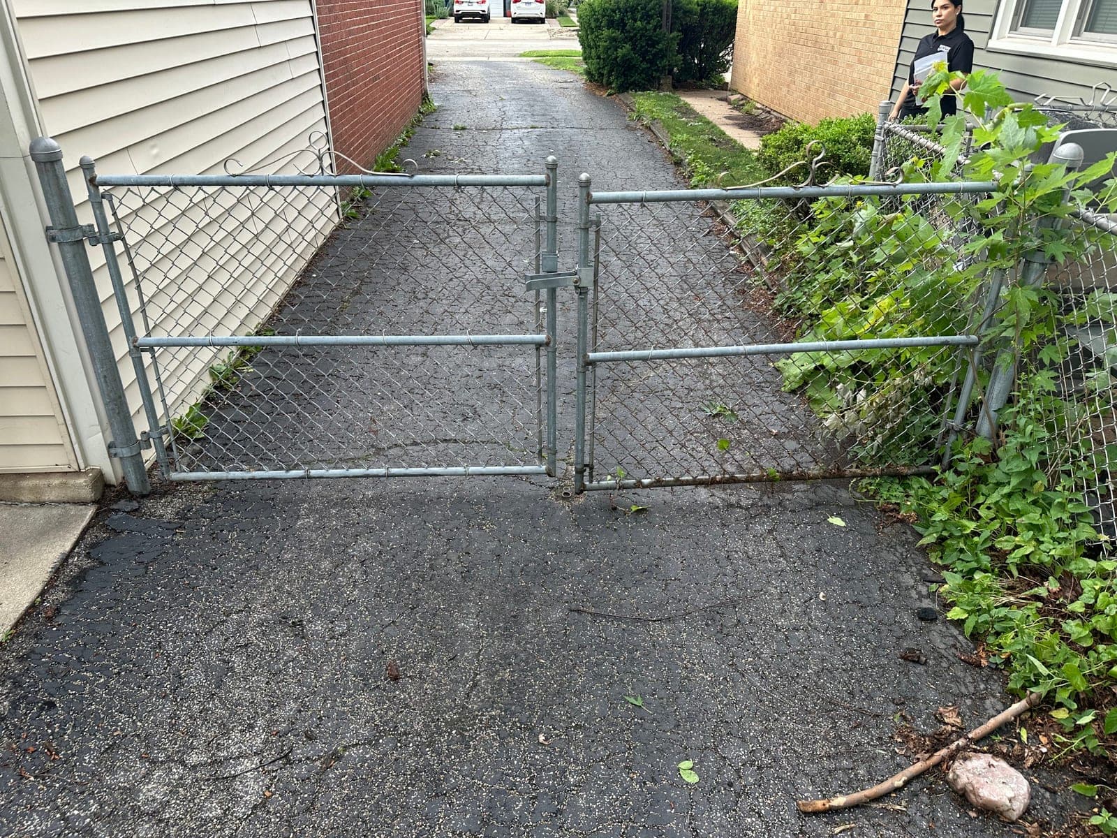 Galvanized Chain-Link Double Driveway Gate