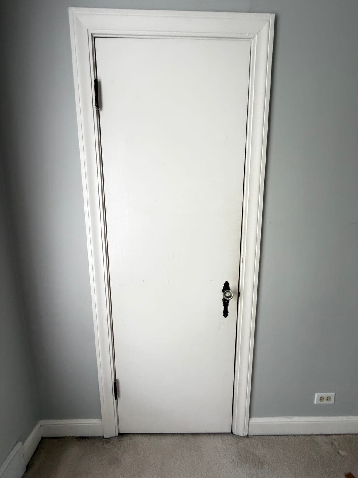 Vintage Solid Wood Interior Door w/ Glass Knob, 30×80, Painted White