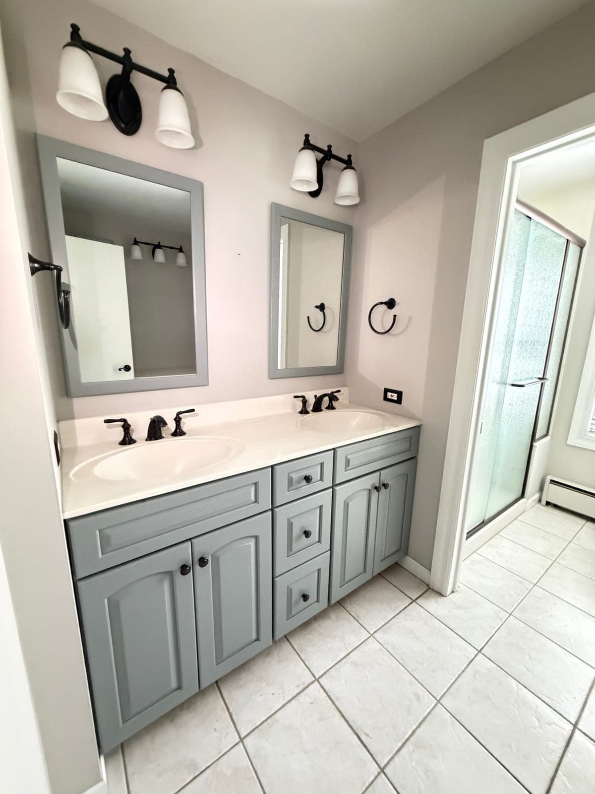 Double Sink Bathroom Vanity Set with Mirrors, Lights & Faucets